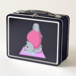 Hippo at Yoga Fitness Metal Lunch Box