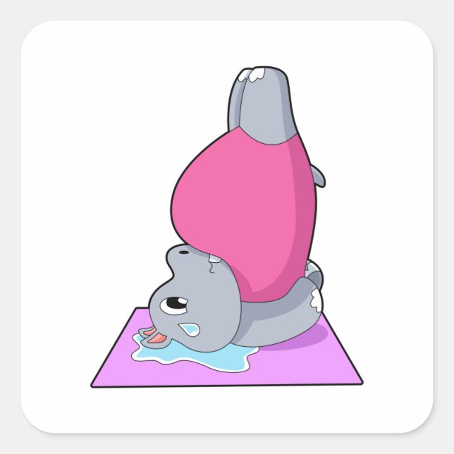 Hippo at Yoga Fitness Square Sticker (Front)