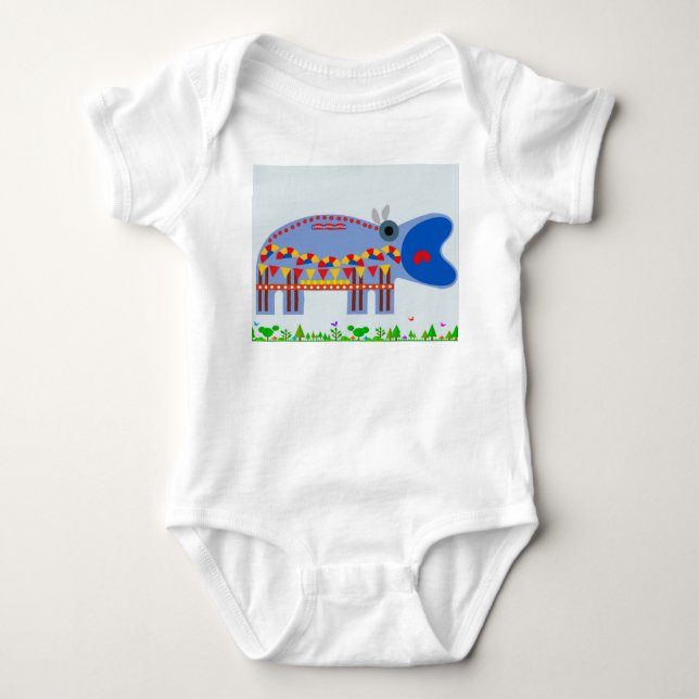 Hippo Baby Bodysuit (Front)