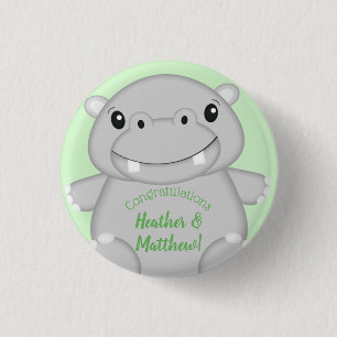 Hippo Baby Shower 1 Inch Round Button