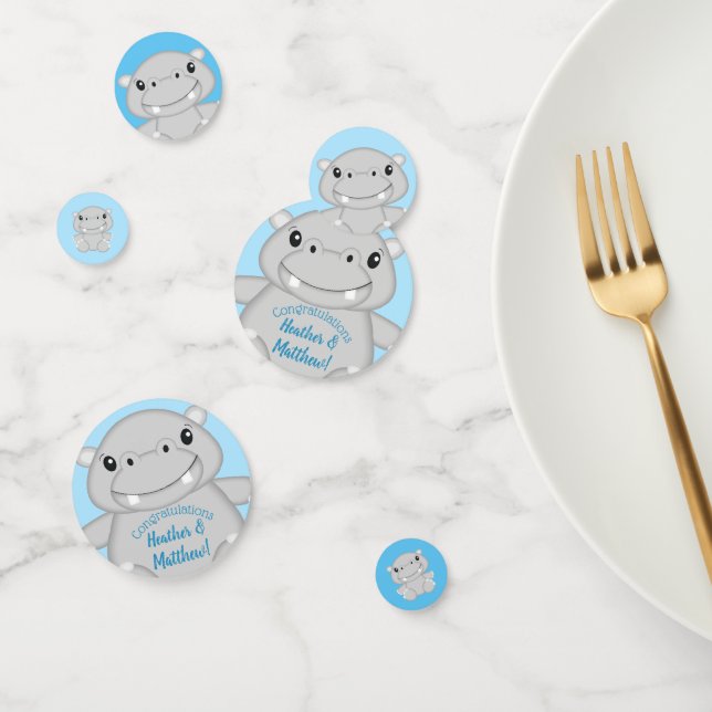 Hippo Baby Shower Blue Confetti (Group)