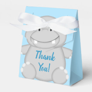 Hippo Baby Shower Blue Favor Box