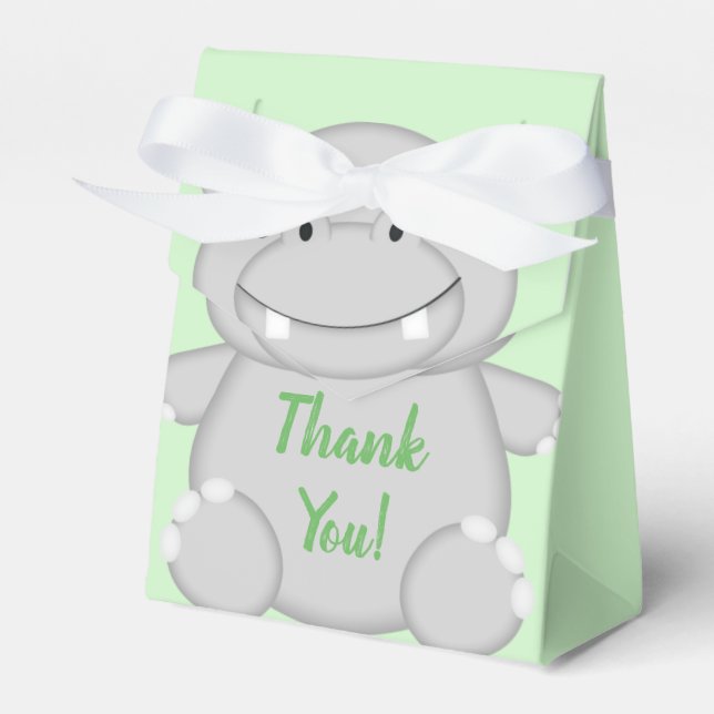 Hippo Baby Shower Favor Box (Front Side)