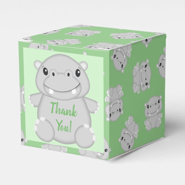 Hippo Baby Shower Favor Box (Front Side)