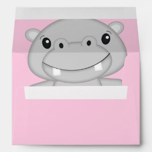 Hippo Baby Shower Pink Envelope