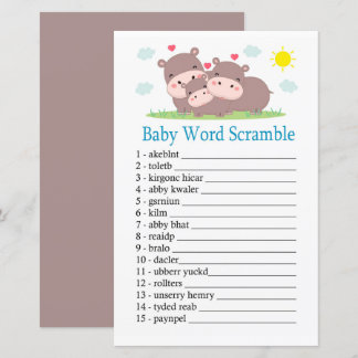 Hippo Baby word scramble game