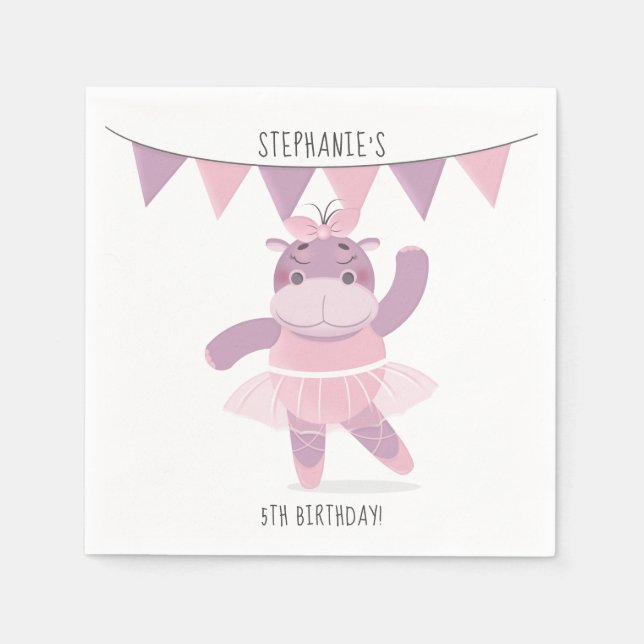 Hippo Ballerina Napkins (Front)