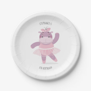 Hippo Ballerina Paper Plate