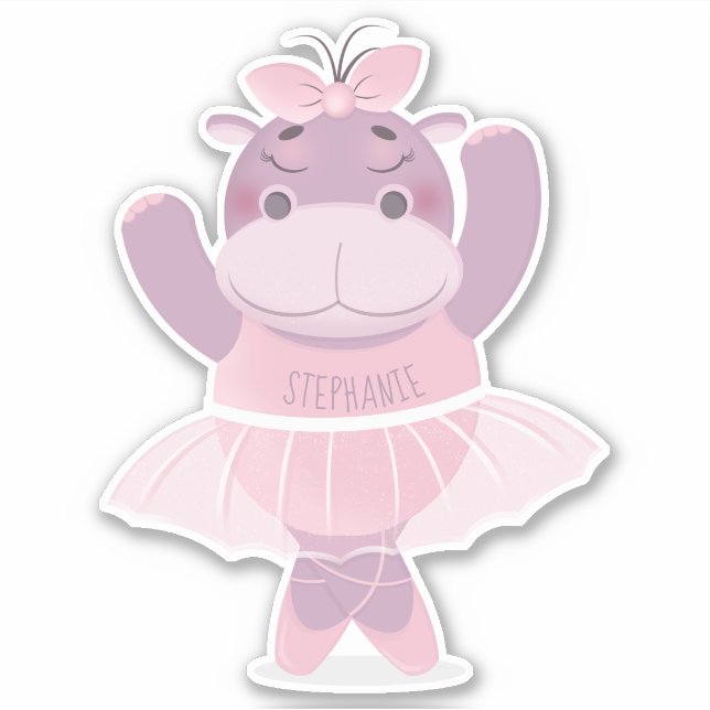 Hippo Ballerina Sticker (Front)