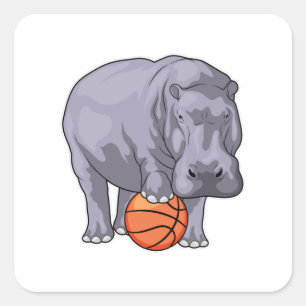 Hippo Basketball player Basketball Square Sticker