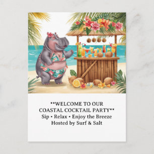HIPPO BEACH Cocktail Party Welcome message Postcard