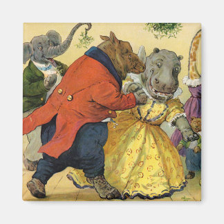 Hippo & Bear at the Christmas Ball in Animal Land Magnet