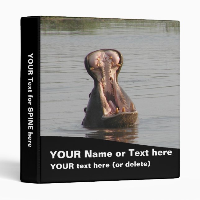 Hippo Binder 1" (customize text & pictures) (Front/Spine)