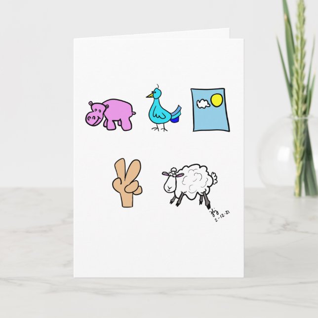 Hippo Bird Day Two Ewe carte d'anniversaire (Devant)