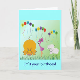 Hippo, Birdy, 2 Ewe carte d'anniversaire
