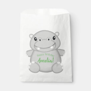 Hippo Birthday Party Green Favour Bag