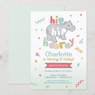 Hippo Birthday Party Hippo Hippopotamus Party Invitation