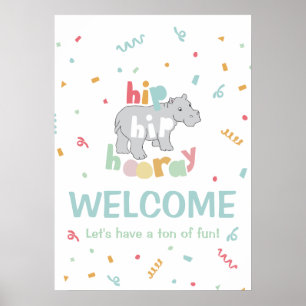 Hippo Birthday Party Hippo Hippopotamus Party Poster