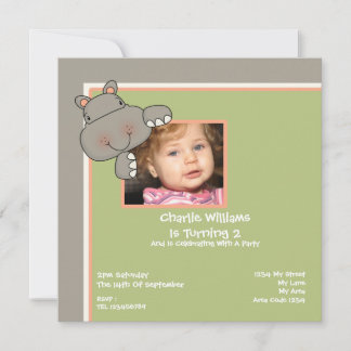 Hippo Birthday Party Invitation