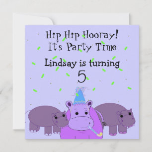 Hippo Birthday Party Invitation