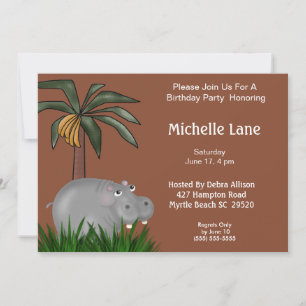 Hippo Birthday Party Invitations