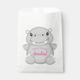 Hippo Birthday Party Pink Favour Bag