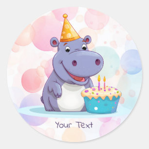 Hippo Birthday Sticker