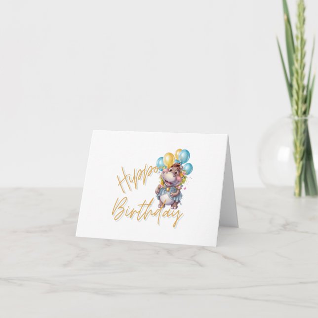 Hippo Birthday Thank You Card (Front)