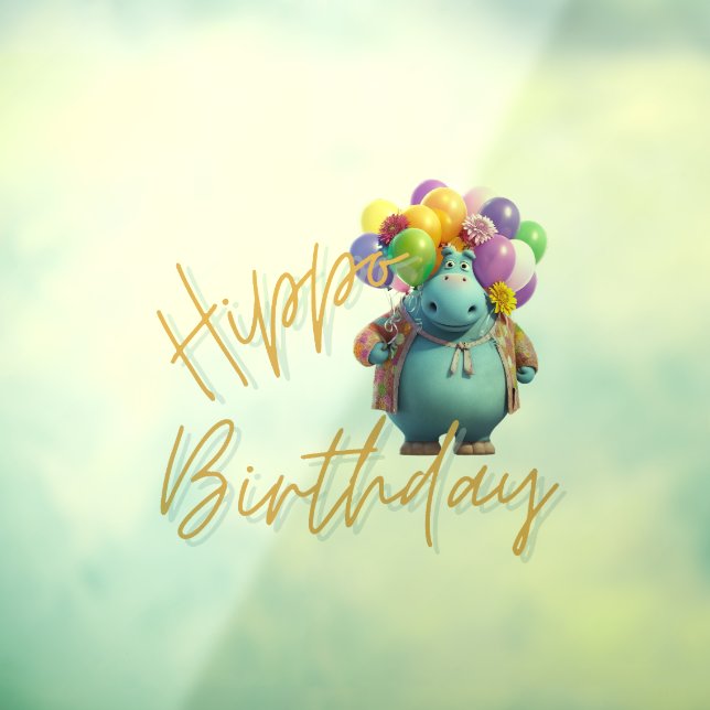 Hippo Birthday Window Cling (Sheet 3)