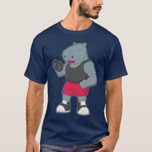Hippo Bodybuilder Dumbbell Bodybuilding T-Shirt