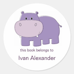 Hippo Bookplates Classic Round Sticker