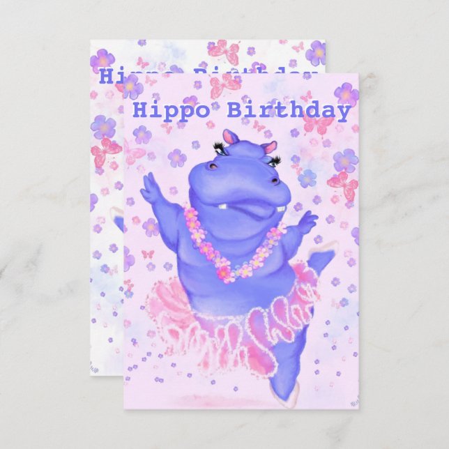Hippo carte d'anniversaire Ballerina Hippo - Votre (Devant / Derrière)