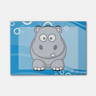 Hippo Cartoon With Blue Water Background Post-it Notes