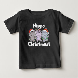 Hippo Christmas Animals Cute Hippos Merry Baby T-Shirt