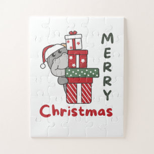 Hippo Christmas Gift Winter Animals Hippos Jigsaw Puzzle