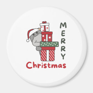 Hippo Christmas Gift Winter Animals Hippos Magnet