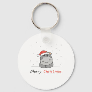 Hippo Christmas Snow Winter Animals Hippos Keychain