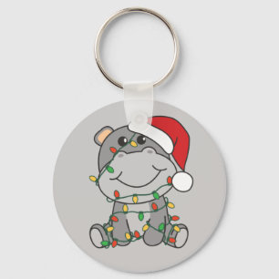 Hippo Christmas Winter Animals Hippos Keychain