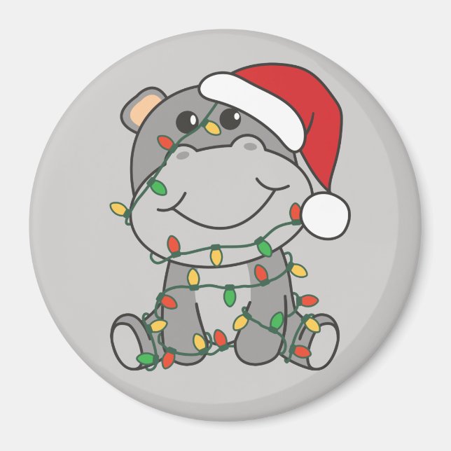 Hippo Christmas Winter Animals Hippos Magnet (Front)