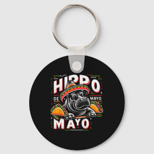 Hippo Cinco De Mayo Funny Mexico Hippopotamus Funn Keychain