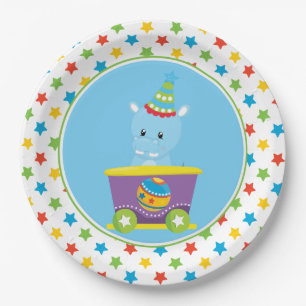 Hippo Circus Train Circus Theme Paper Plate