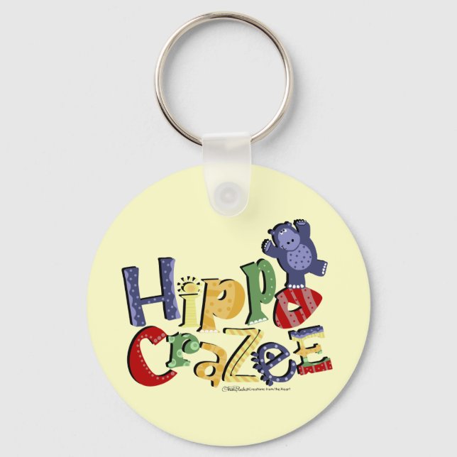 Hippo Crazee (on light colours) Keychain (Front)