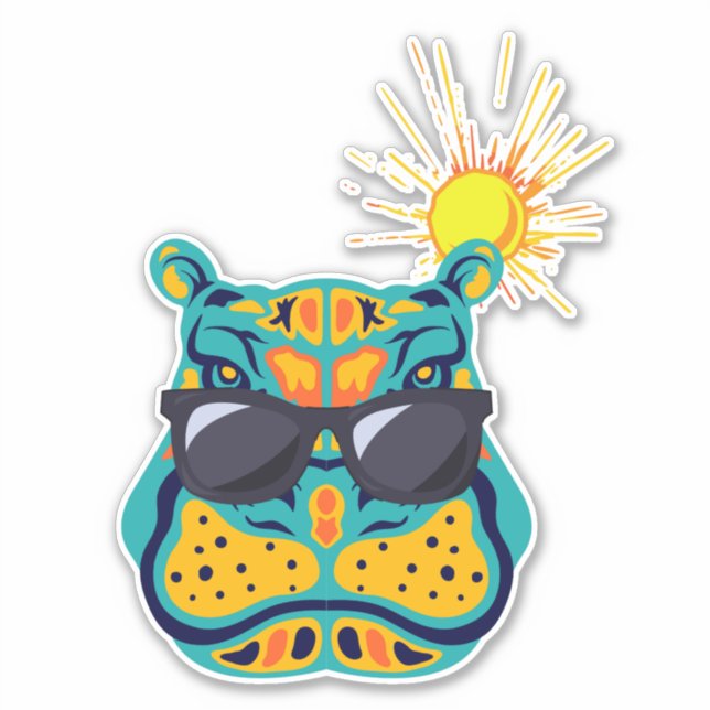 Hippo dans les tropiques Sticker (Devant)
