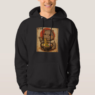 Hippo Eating Ramen Japanese Noodles Kawaii Art Noo Hoodie