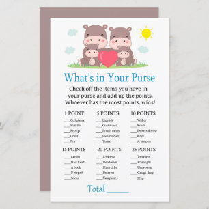 Hippo family What's in your purse game