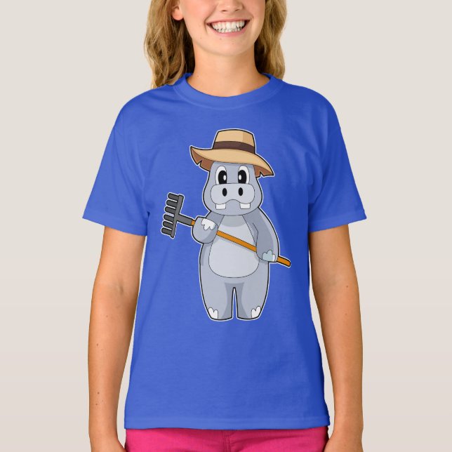 Hippo Farmer Rake T-Shirt (Front)