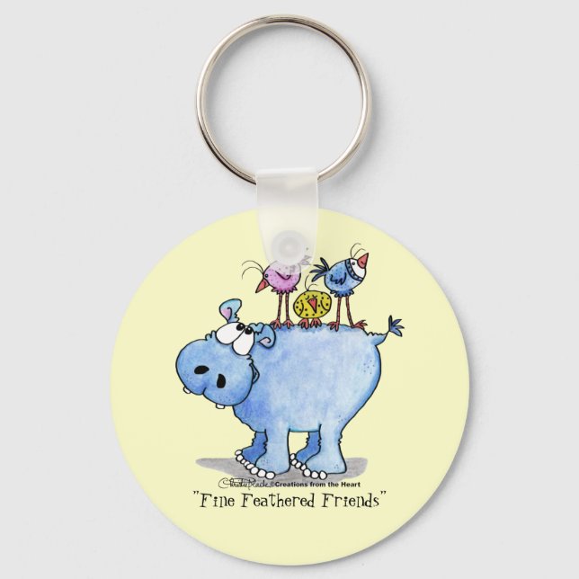 Hippo- Fine Feathered Friends Keychain (Front)