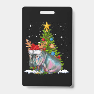 Hippo Fiona Christmas Tree Hippopotamus Badge
