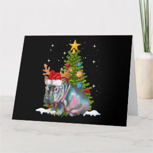 Hippo Fiona Christmas Tree Hippopotamus Card