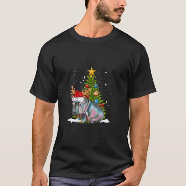 Hippo Fiona Christmas Tree Hippopotamus  T-Shirt (Front)